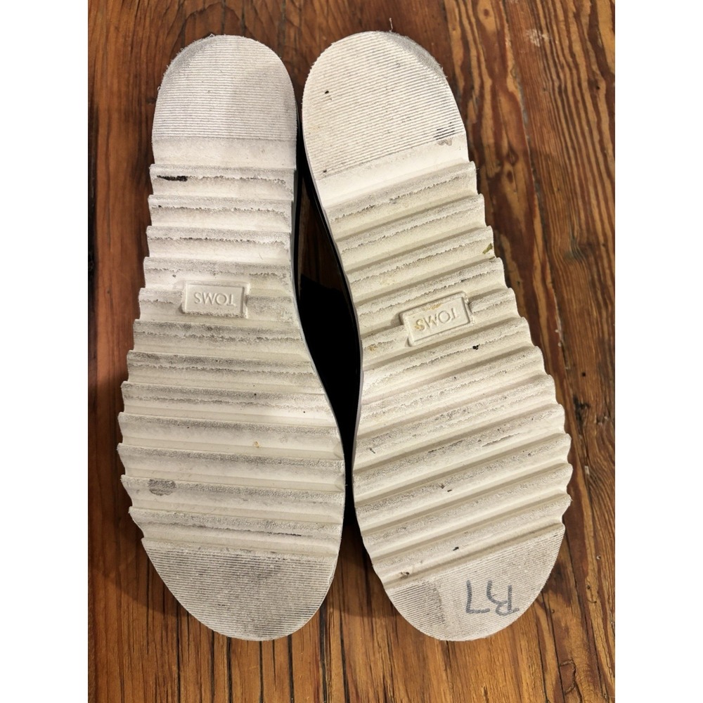 TOMS Women's Slide Wedge Sandals Black Textile Slip-On Logo Solid Size 7 - Picture 5 of 5